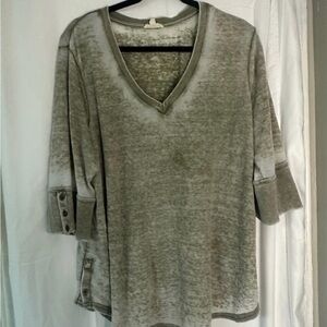 Jane and Delancey Olive Green V‑Neck Pullover Top